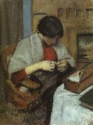 August Macke Elisabeth Gerhardt Sewing oil painting reproduction